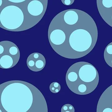 Abstract seamless pattern with colorful turquoise,gray balls on blue. Stock Illustration