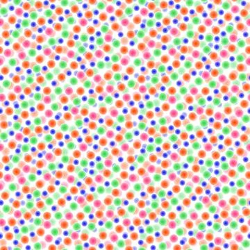 Abstract seamless pattern with colorful voluminous different balls on white. Stock Illustration