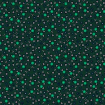 Abstract seamless pattern with colorful voluminous different balls on green. Stock Illustration