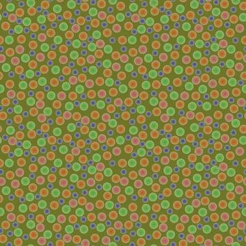 Abstract seamless pattern with colorful voluminous different balls on olive. Stock Illustration