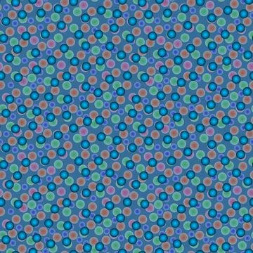 Abstract seamless pattern with colorful voluminous different balls on azure. Stock Illustration