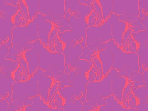 Abstract seamless pattern of coral pink clasped hands on a purple backgroun.. Stock Illustration