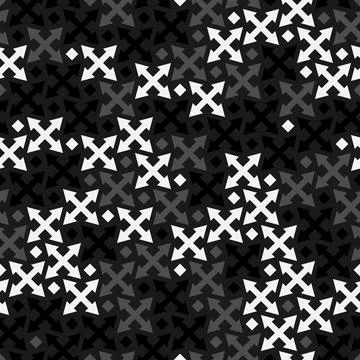 Abstract seamless pattern of crosses. Modern grayscale stylish texture Stock Illustration
