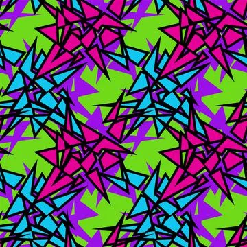 Abstract seamless pattern with curved chaotic geometry triangle elements Illustrazione stock