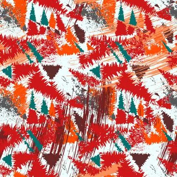 Abstract seamless pattern with curved geometry elements and grunge spots Stock Illustration