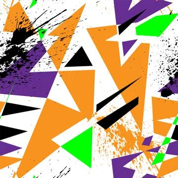 Abstract seamless pattern with curved geometry elements and grunge spots イラスト素材