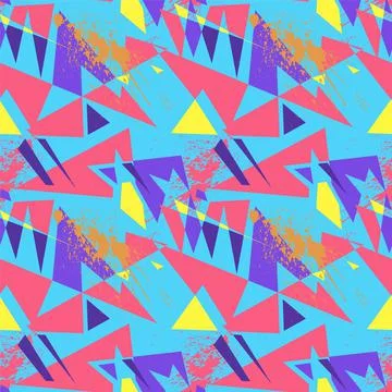 Abstract seamless pattern with curved geometry elements and grunge spots イラスト素材