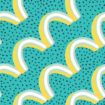 Abstract seamless pattern with cute 3d abstract shapes yellow ornament. Blue  Stock Illustration