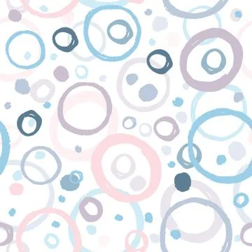 Abstract seamless pattern with cute colored circle elements on white backgrou 스톡 일러스트