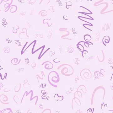 Abstract seamless pattern with cute colored elements. Hand drawn simple desig Stock Illustration