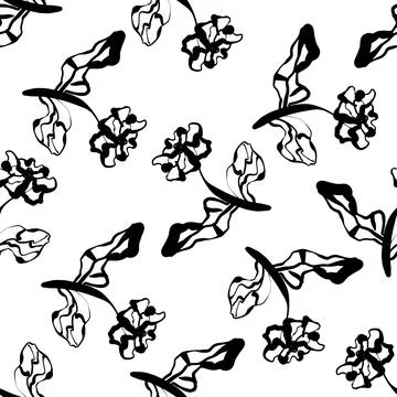 Abstract seamless pattern with cute hand drawn sketch of meadow flowers. Stock Illustration