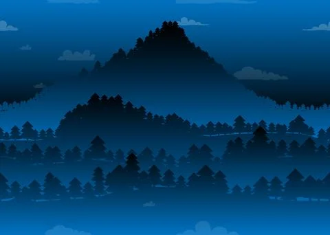 Abstract seamless pattern, dark winter forest background.Vector Christmas pin Illustrazione stock