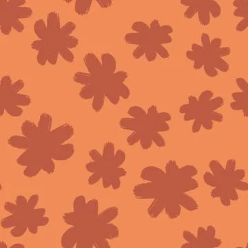 Abstract seamless pattern with decorative flower buds elements print. Orange  Illustrazione stock