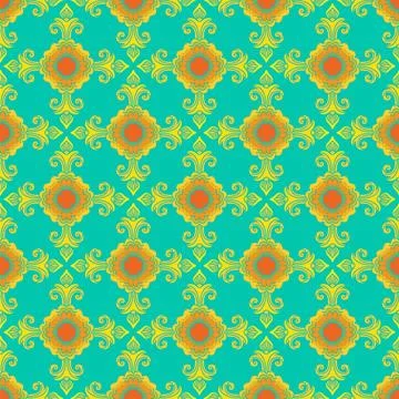 Abstract seamless pattern with decorative ornament green vector Stock Illustration