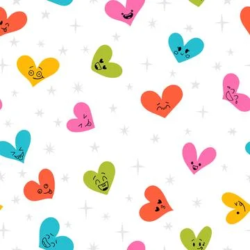 Abstract seamless pattern with different shapes of hearts. Modern stylish t.. Stock Illustration