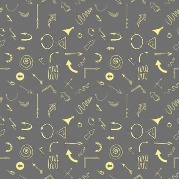 Abstract seamless pattern with different types of arrows. Abstract direction Stock Illustration