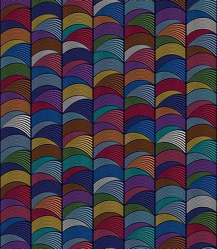 Abstract seamless pattern divided into sets of wavy elements. Vector image. Stock Illustration