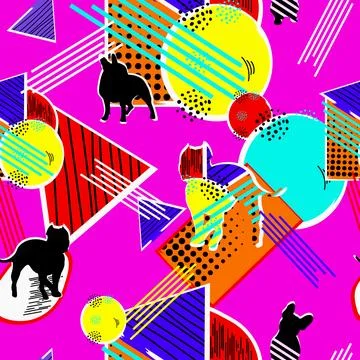 Abstract seamless pattern of dog. Pop art background. Illustrazione stock