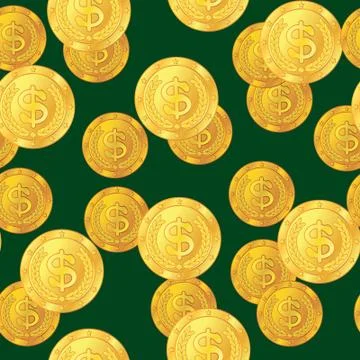 Abstract seamless pattern with dollar coins Stock Illustration