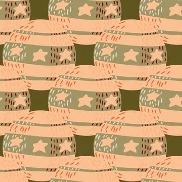 Abstract seamless pattern with doodle hand drawn circus ball elements. Light  Stock Illustration