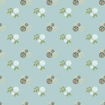 Abstract seamless pattern with doodle lemon slices shapes. Blue pastel backgr Stock Illustration