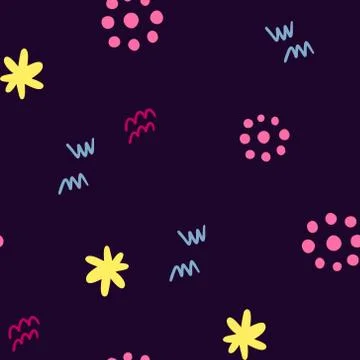 Abstract seamless pattern in the Doodle style. Image of bright decorative Stock Illustration