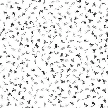 Abstract seamless pattern with doodles on white background. Simple abstract Stock Illustration