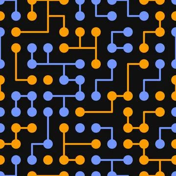 Abstract Seamless Pattern. Dot and Lines. Vector Stock Illustration