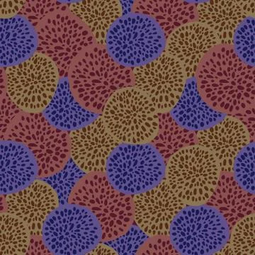 Abstract seamless pattern with dot circles. Geometric shapes in dark pastel b Stock Illustration