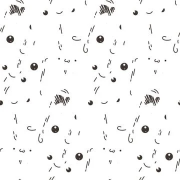 Abstract seamless pattern with dots, lines and emoji. Nice for prints, cards, Stock Illustration