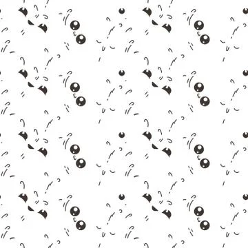 Abstract seamless pattern with dots, lines and emoji. Nice for prints, cards, Stock Illustration