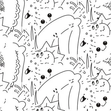 Abstract seamless pattern with dots, lines and emoji. Nice for prints, cards, Stock Illustration