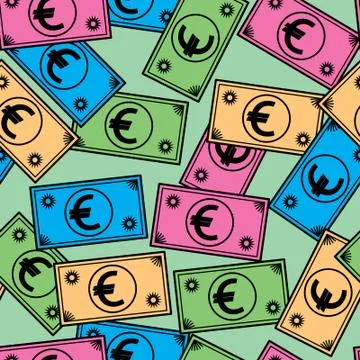 Abstract seamless pattern with euro Stock Illustration