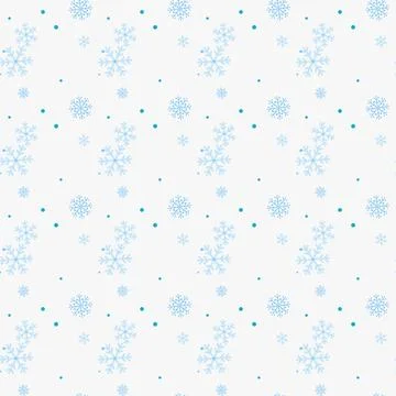 Abstract seamless pattern of falling blue snowflakes on white background. W.. 스톡 일러스트
