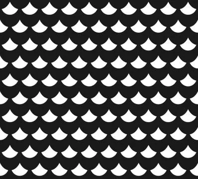 Abstract seamless pattern with fish scales in black and white Stock Illustration