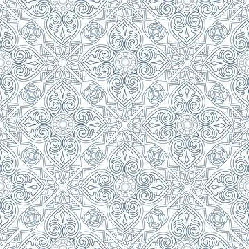 Abstract seamless pattern with floral motif. Arabic line ornament Stock Illustration