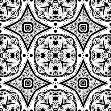 Abstract seamless pattern with flowers and dots Stock Illustration