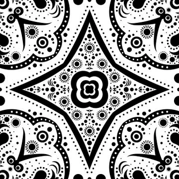 Abstract seamless pattern with flowers and dots Stock Illustration