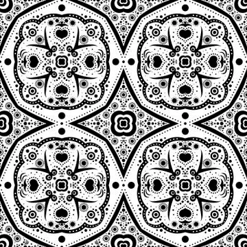 Abstract seamless pattern with flowers and dots Stock Illustration