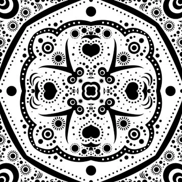 Abstract seamless pattern with flowers and dots Stock Illustration