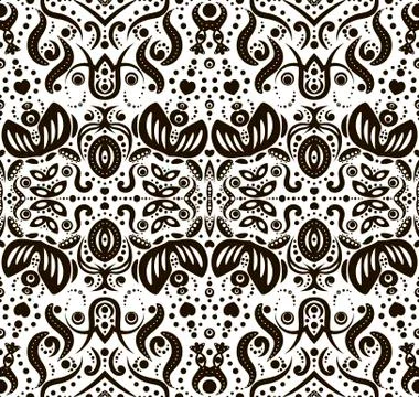 Abstract seamless pattern with flowers and dots Stock Illustration