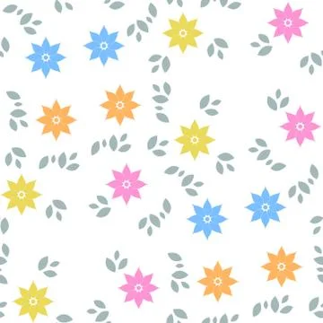 Abstract seamless pattern with flowers and leaves. Vector illustration 스톡 일러스트