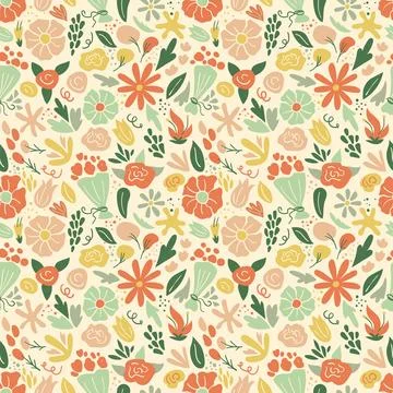 Abstract Seamless Pattern with Flowers Stock Illustration