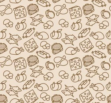 Abstract seamless pattern with food. Stock Illustration