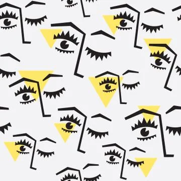 Abstract seamless pattern with geometric faces Stockillustratie