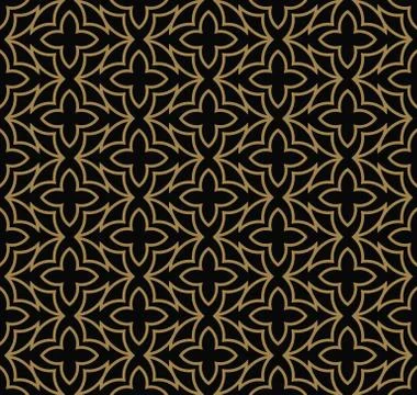 Abstract seamless pattern. Geometric line gold ornament. Ornamental stylish b Stock Illustration