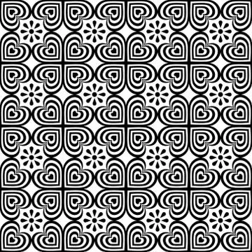 Abstract seamless pattern with geometric ornaments. Black elements on the white Stockillustratie