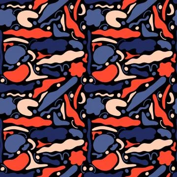 Abstract seamless pattern geometric shapes in memphis style. Art minimalism Stock Illustration