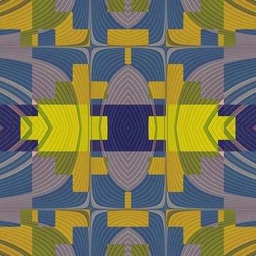 Abstract seamless pattern of geometric stripes and polygons of earth colors Stock Illustration