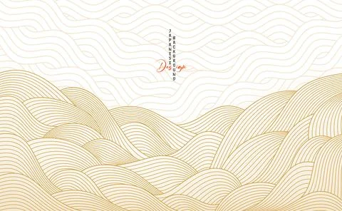 Abstract seamless pattern with gold and beige waves and lines in traditiona.. Stock Illustration